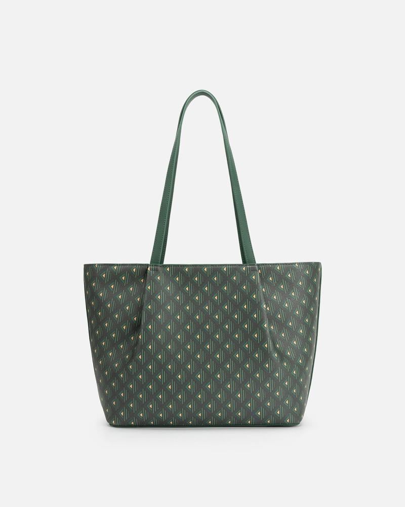 Women's spacious bag in a green patterned color