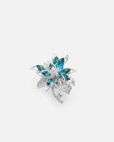 Women's brooch with an eye-catching design in silver