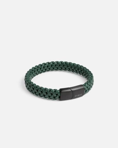 Wide men's bracelet with a modern design in green