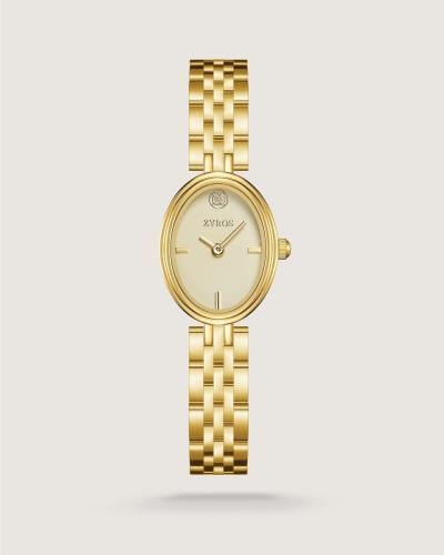 Women's ID watch, steel, gold color