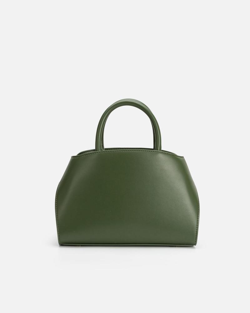 Women's handbag made of luxurious green leather