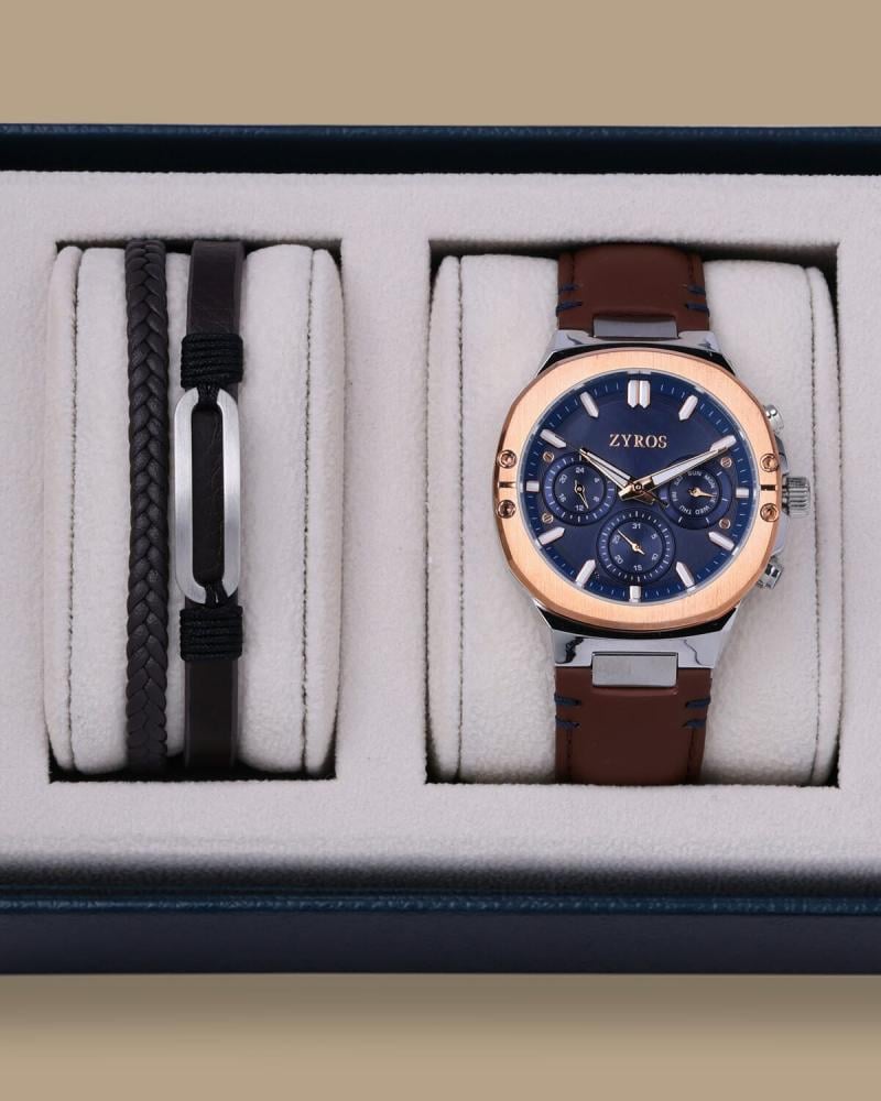 طقم هدايا رجالي ملفت ساعة واسوارة