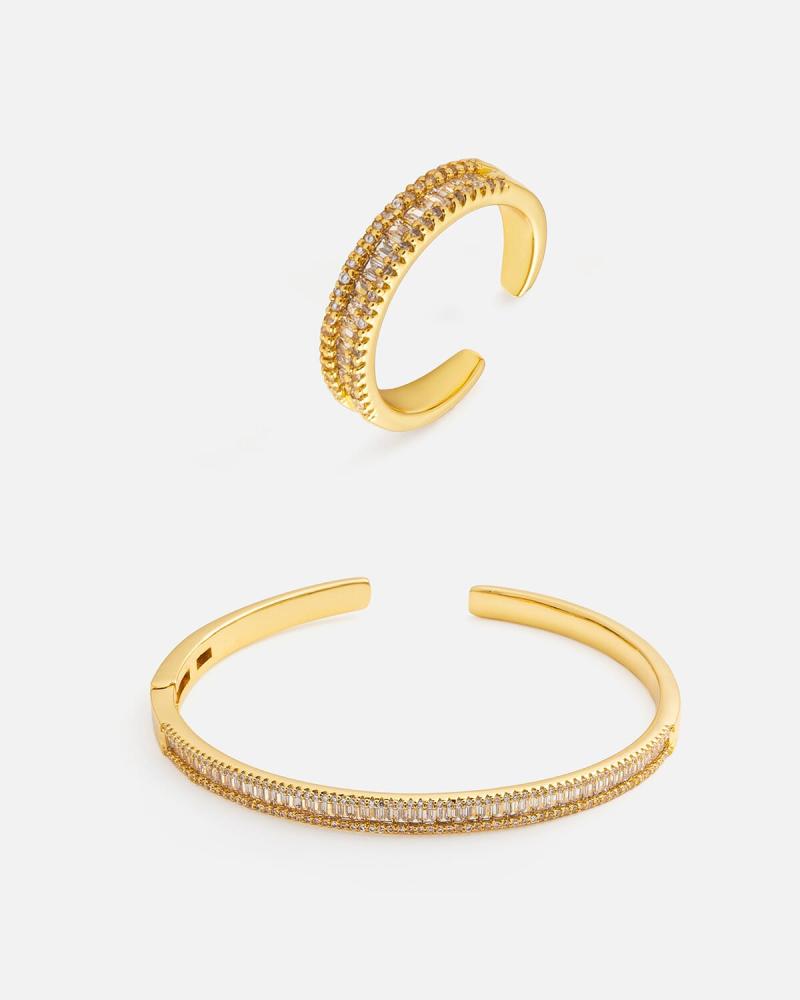 Elegant women's set: ring and bracelet in gold