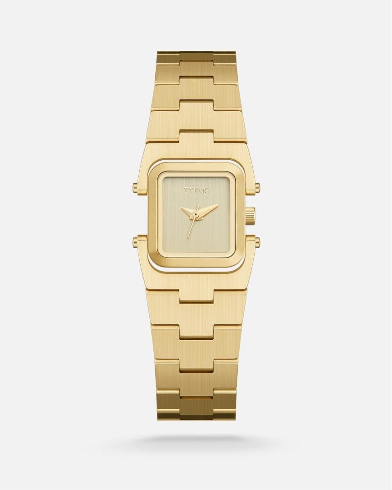 ساعة مدى النسائية بسير من الستيل بلون ذهبي