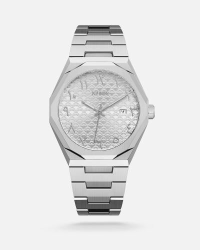 Men's saddle watch, steel, silver color