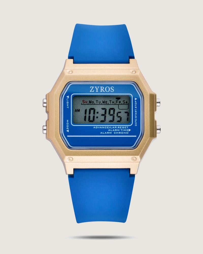 Women's watch with a modern design in blue.