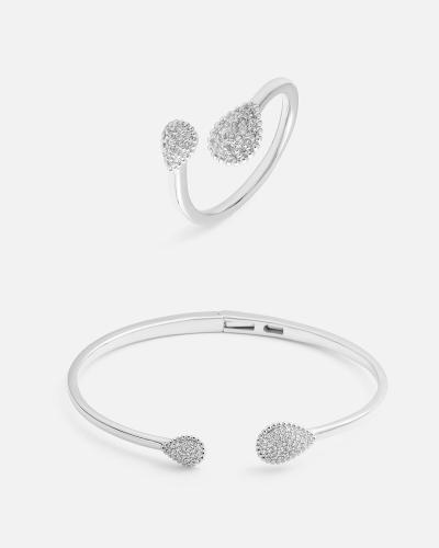 Women's set: ring and bracelet in silver