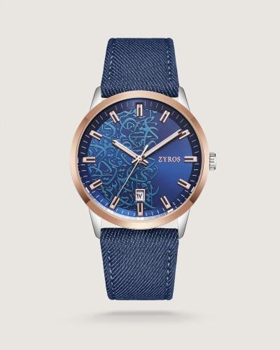 Diwan men's watch with a blue fabric strap