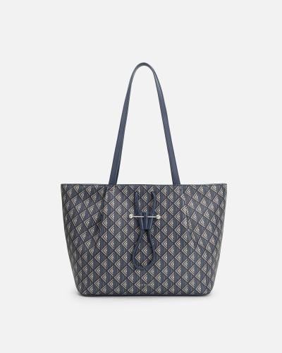 Women's spacious bag in a blue patterned color