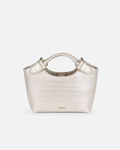 Small white leather women's bag