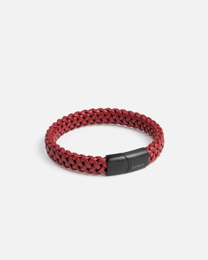 Wide men's bracelet with a modern design in red