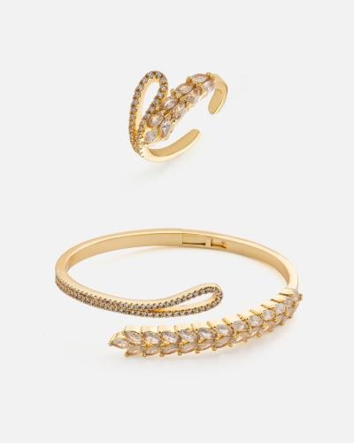 A gold-colored bracelet and ring set for your special occasions