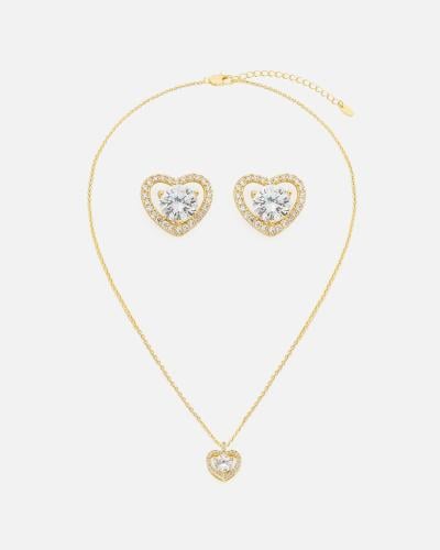 Women's necklace and earrings set in gold