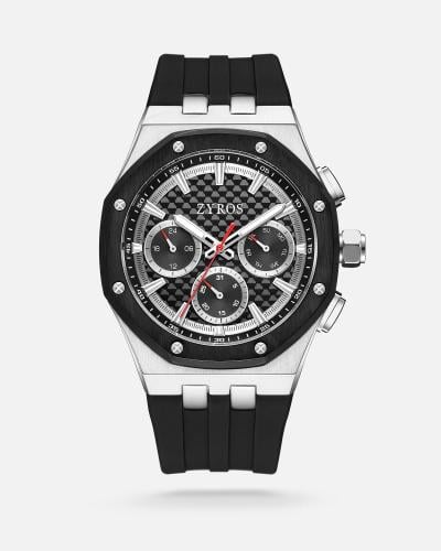 Men's watch with a black rubber strap