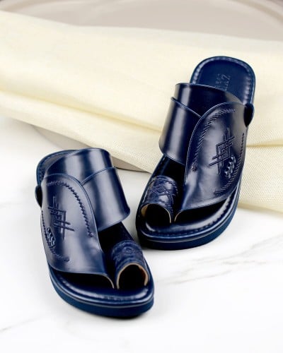 Men's leather zipper, blue Size:(42)