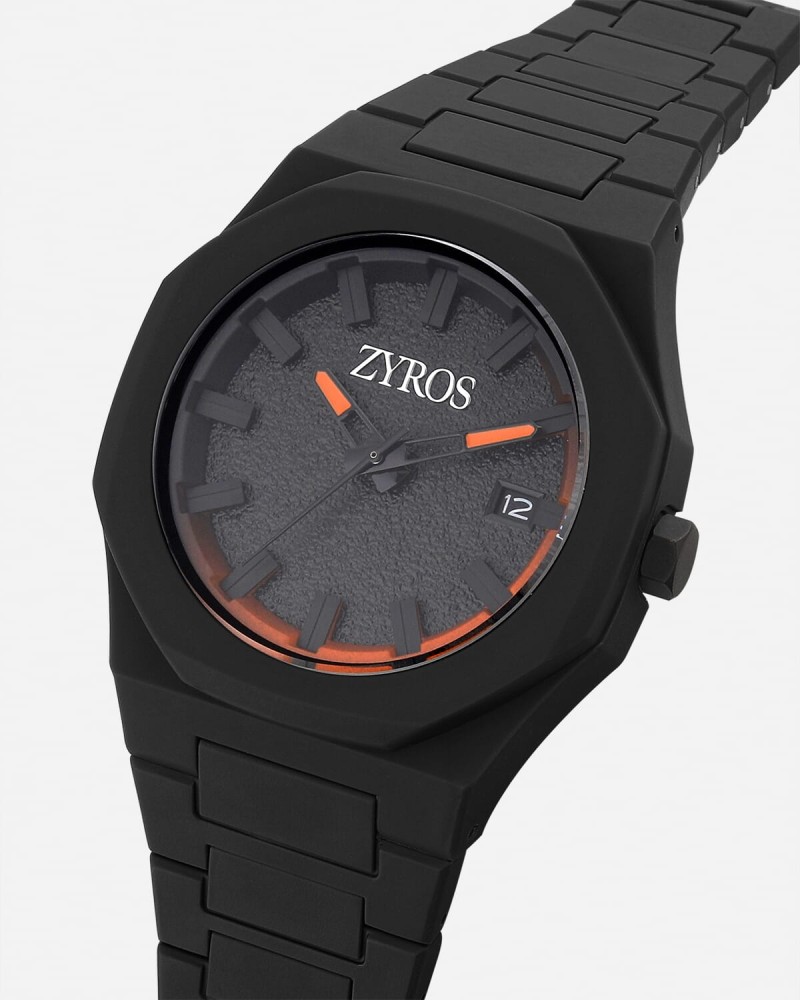 Men's watch with carbon strap, black