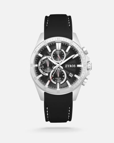 Saif men's watch with a black rubber strap