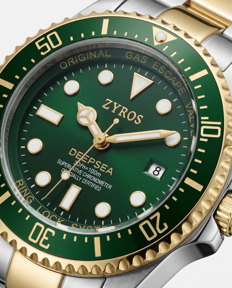 Deep Ocean men's watch in gold and silver | Zyros