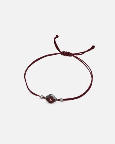 Women's bracelet with burgundy threads