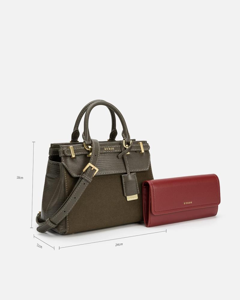 Luxury bag with a spacious design in an olive color