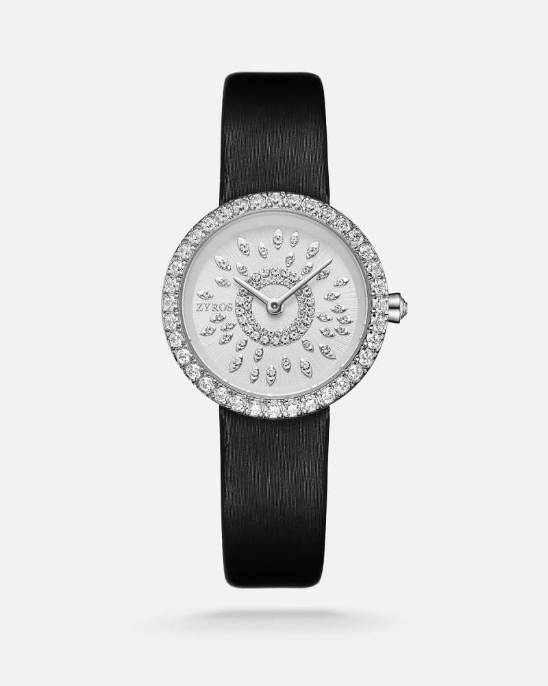 Women's luxury leather watch in black