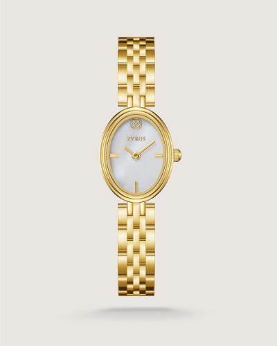Women's ID watch, steel, gold color