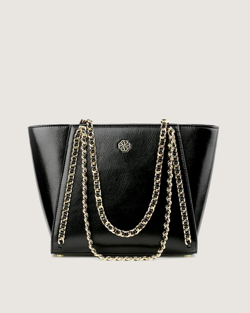 Women's black leather bag