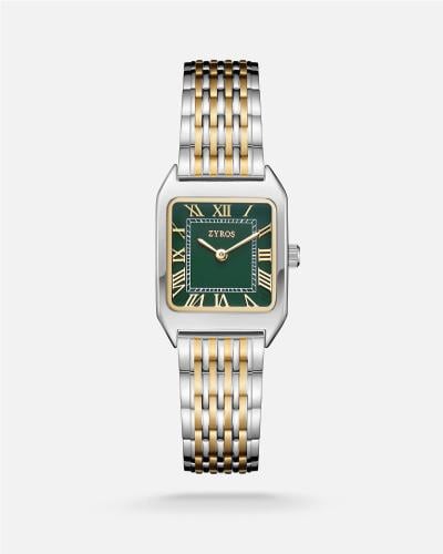 Women's watch with a gold and silver stainless steel strap