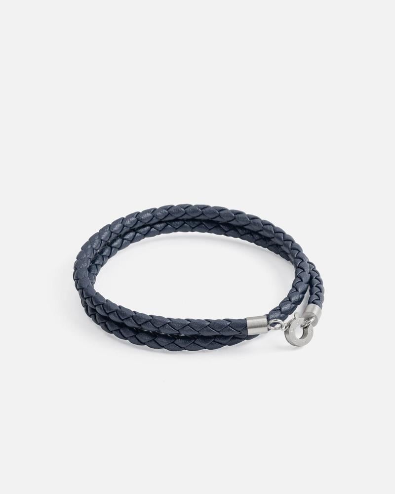 Men's bracelet with a double band design in blue