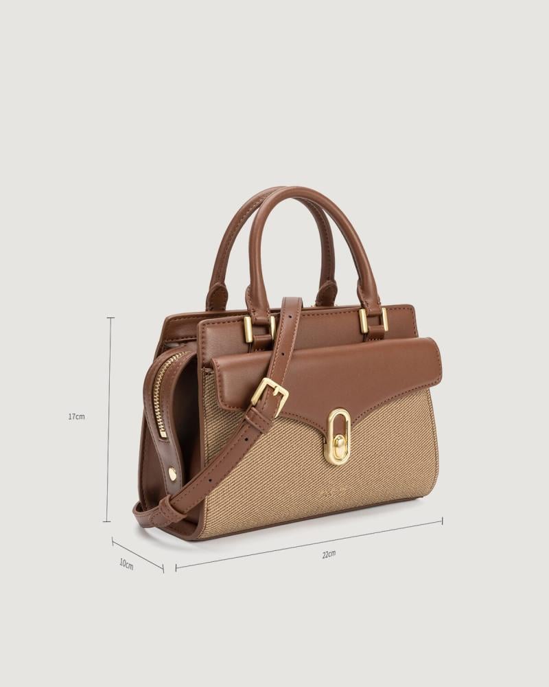 Women's brown leather handbag with a classic design