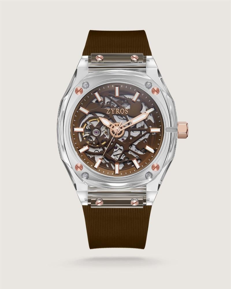 ساعة بتال الرجالية اتوماتيك ربل بلون بني