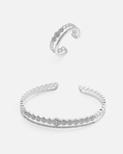 Women's set: bracelet and ring in silver