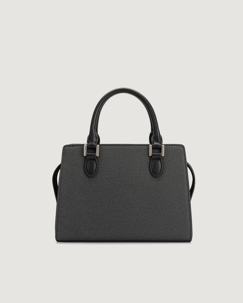 Women's black leather handbag with a classic design