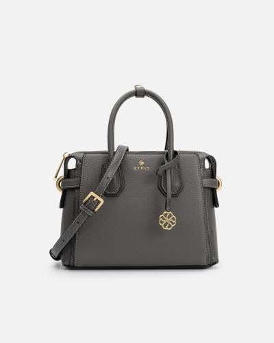 Women's handbag made of luxurious gray leather