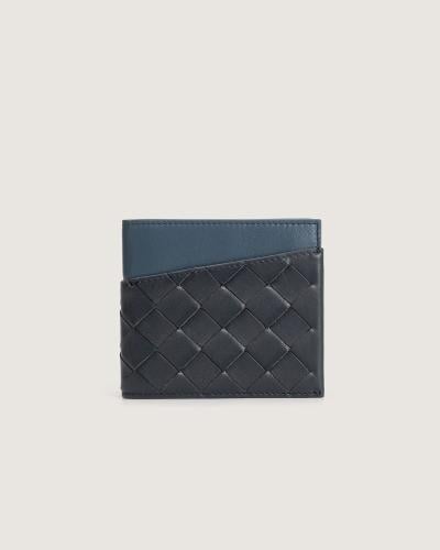 Blue interlocking leather wallet