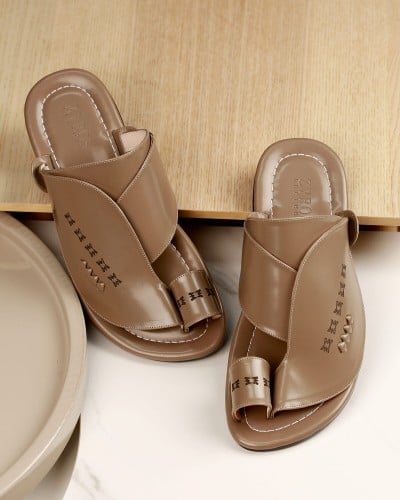 Brown leather men's zipper Size:(41)