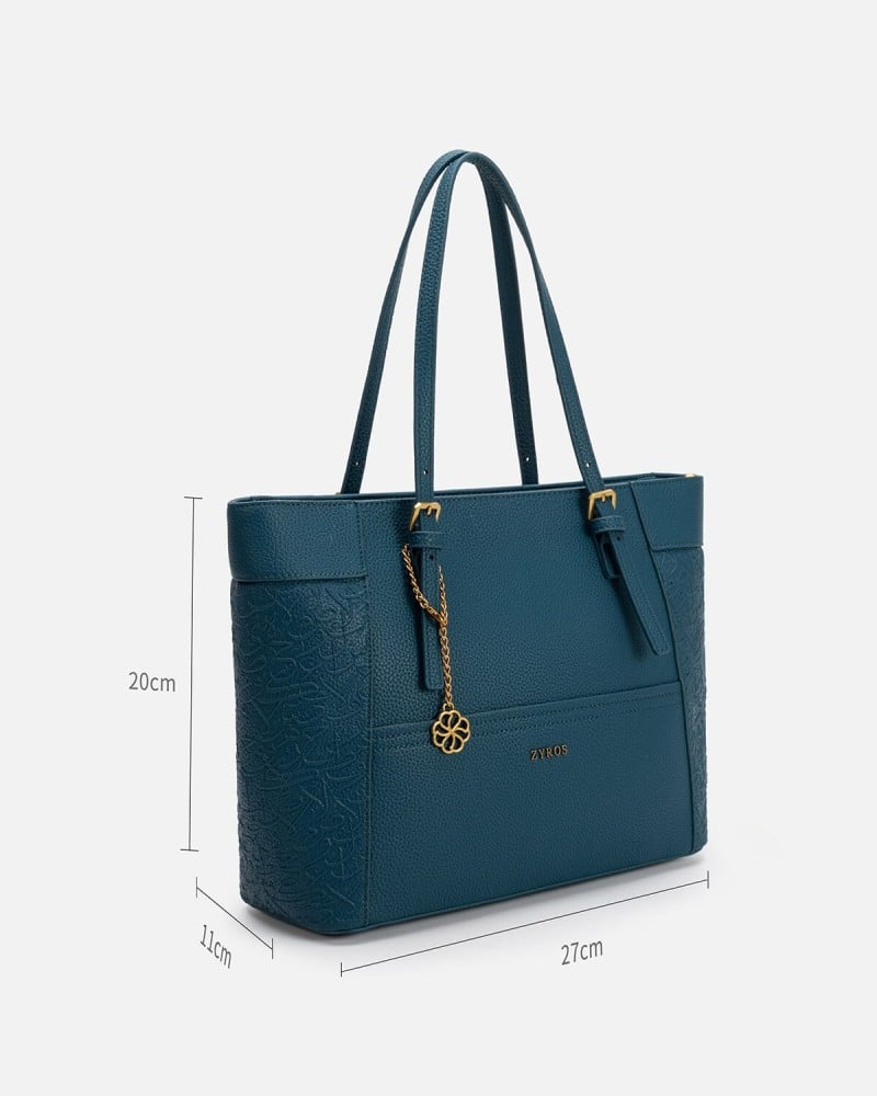Women's handbag with a practical design in blue