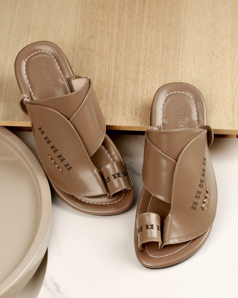 Brown leather men's zipper Size:(41)