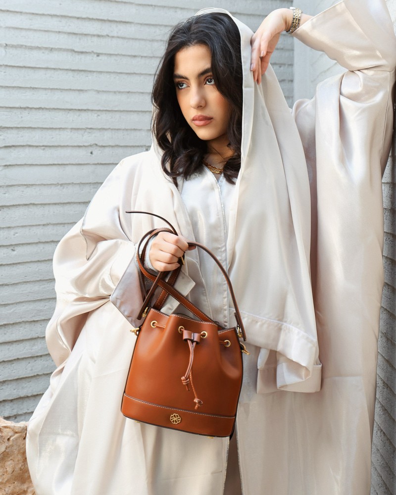 Women's bag with a modern design, brown