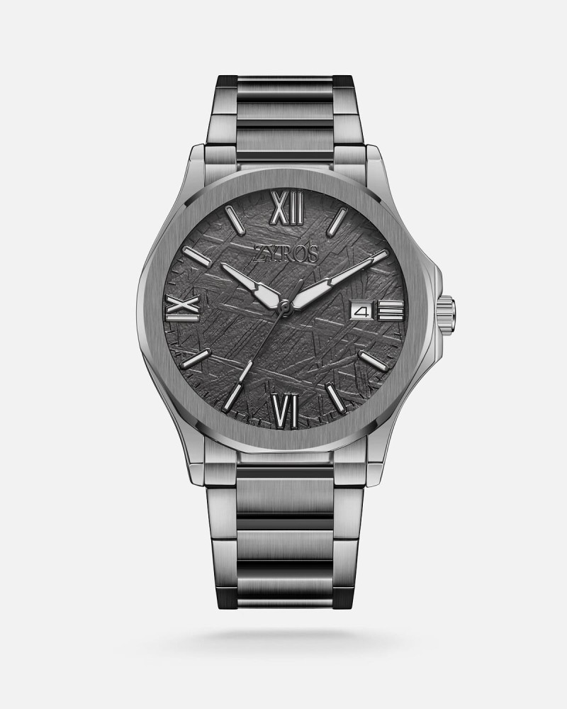Gray steel men's watch