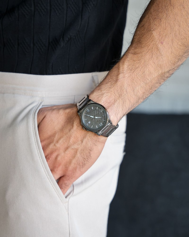 Gray steel men's watch