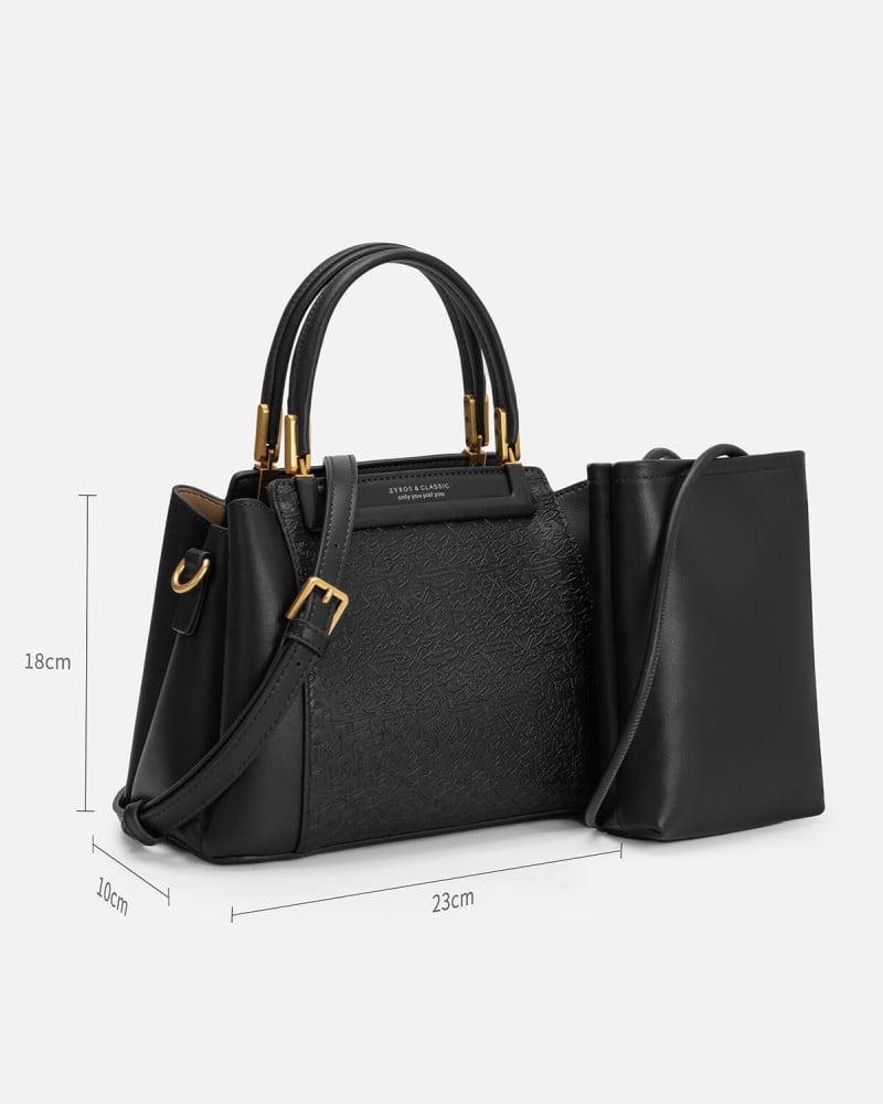 شنطة نسائية بتصميم كلاسيك بلون أسود