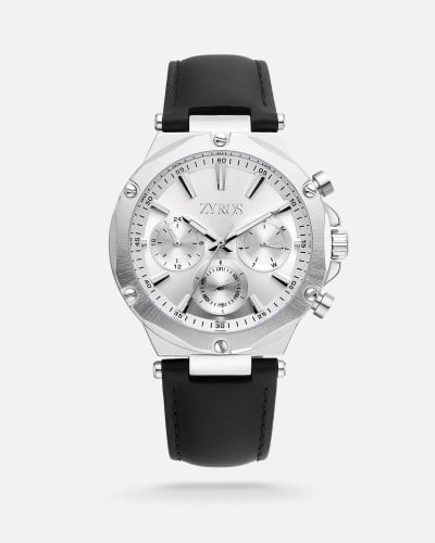 Black leather men's watch