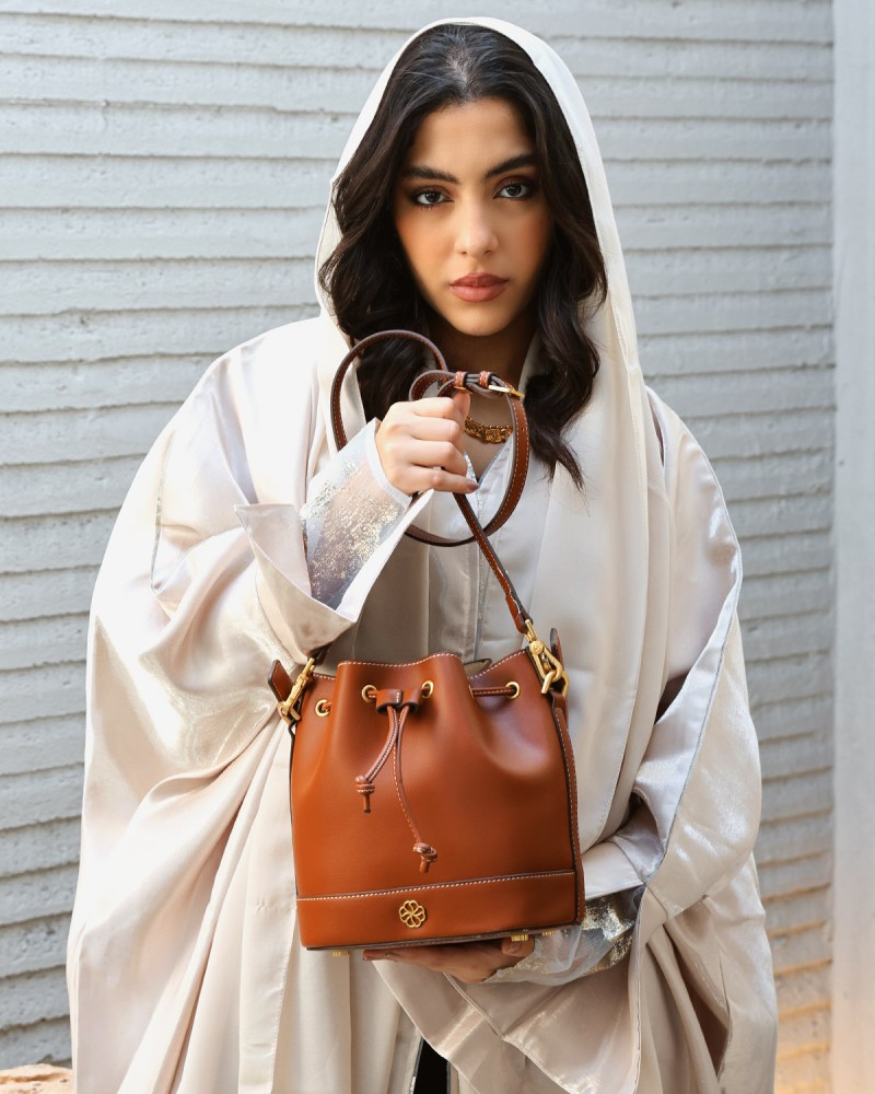 Women's bag with a modern design, brown
