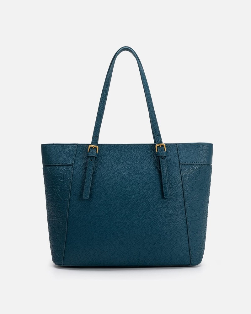 Women's handbag with a practical design in blue