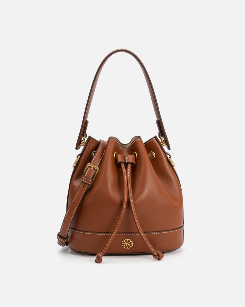 Women's bag with a modern design, brown