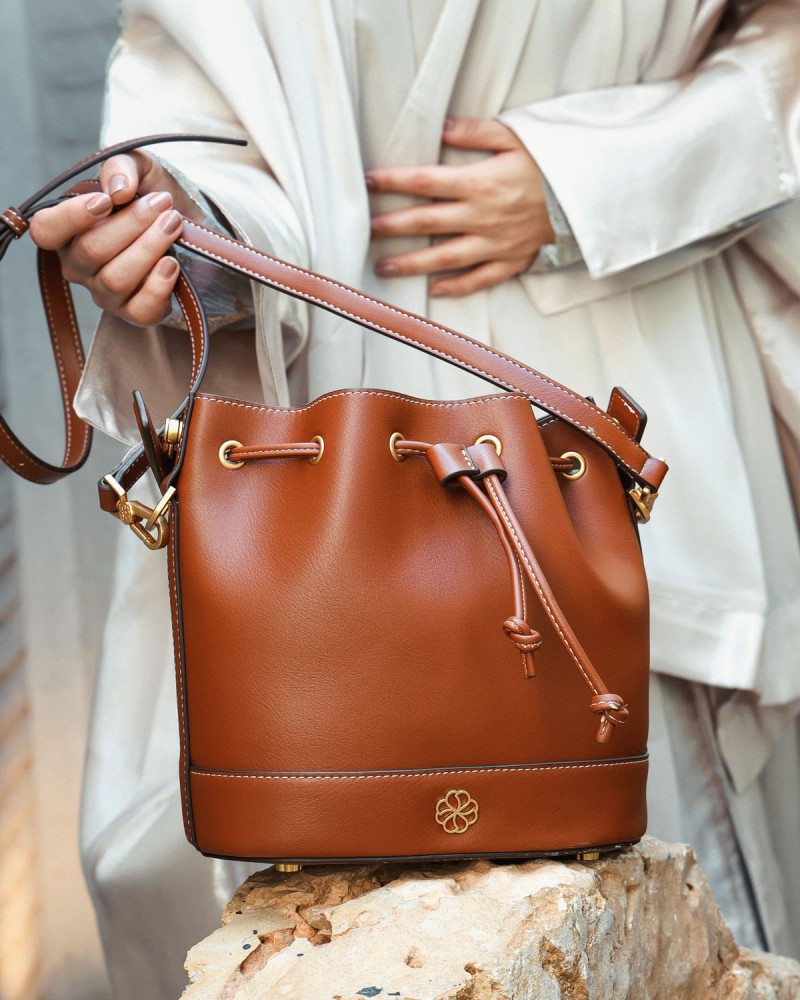 Women's bag with a modern design, brown