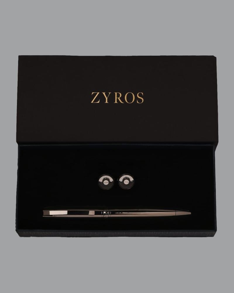 Men's gift: black pen and cufflinks