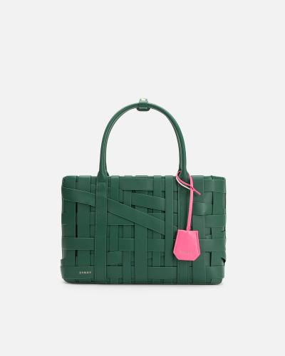 A women's handbag that embodies elegance, made of green leather.