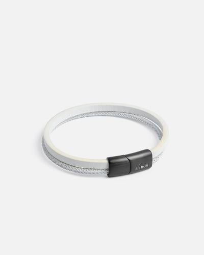 Men's bracelet with a design of two bracelets together in white